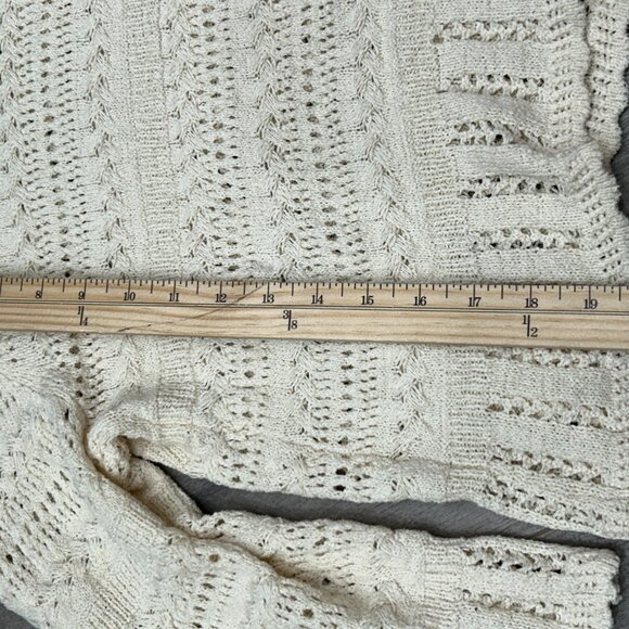 NWT Madewell Cream Crochet Knit Bell Sleeve Scalloped-Trim Sweater Size Small - Picture 5 of 8